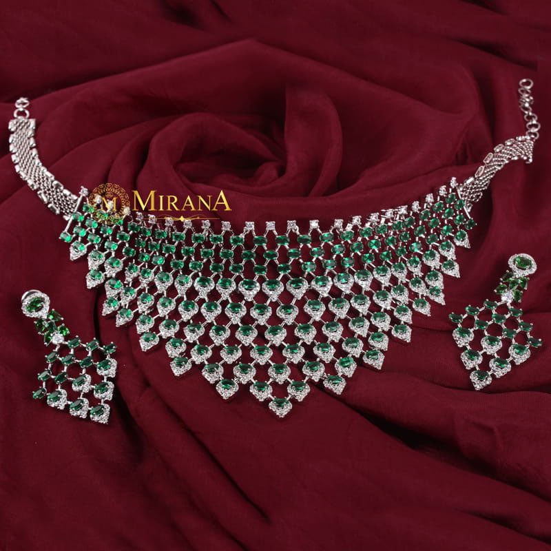 Taapsee Green Colored Designer Choker Set