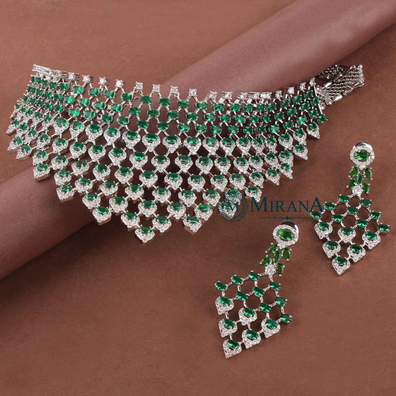 Taapsee Green Colored Designer Choker Set