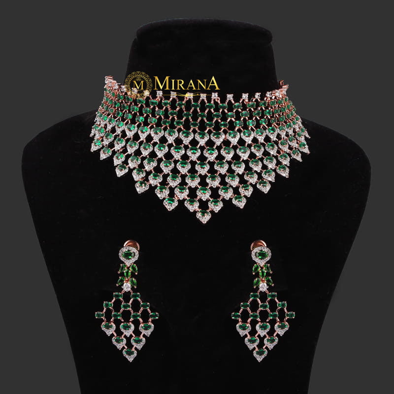 Taapsee Green Colored Designer Choker Set