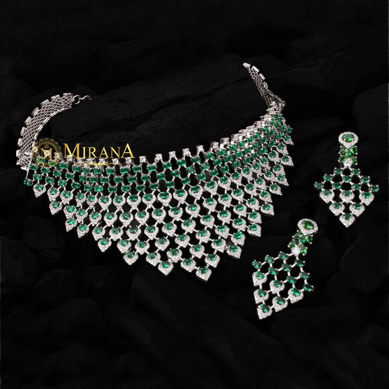 Taapsee Green Colored Designer Choker Set