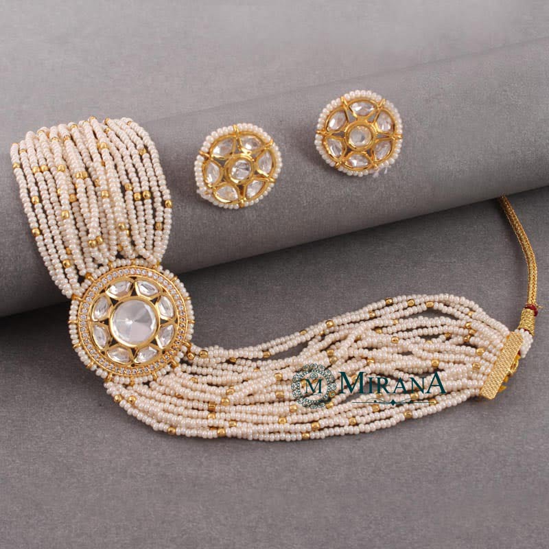 Prantika Pearl Kundan Polki Choker Set