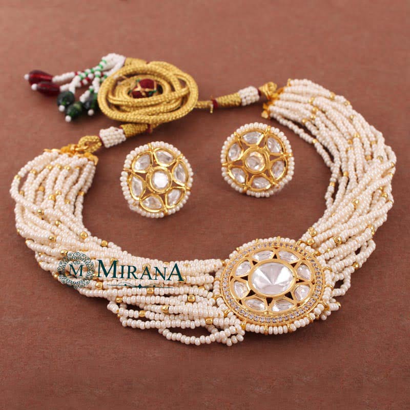 Prantika Pearl Kundan Polki Choker Set