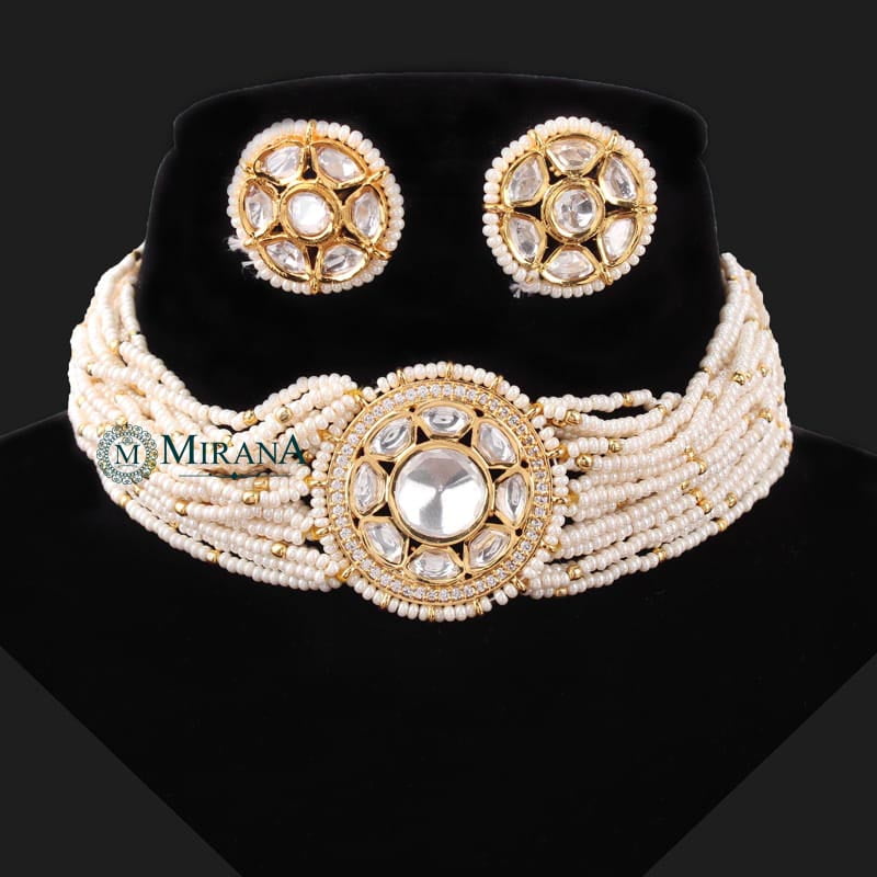 Prantika Pearl Kundan Polki Choker Set