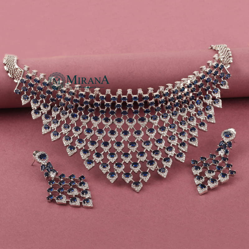 Taapsee Blue Colored Designer Choker Set