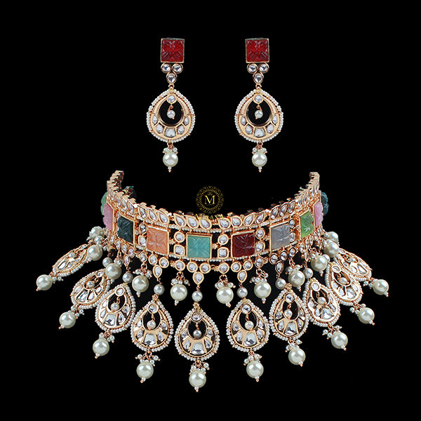 Srinaya Navratan Polki Designer Choker Set