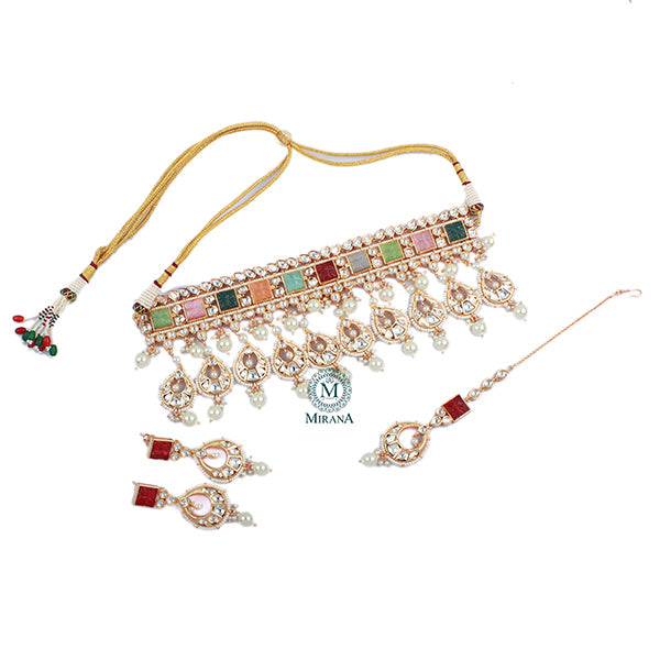 Srinaya Navratan Polki Designer Choker Set