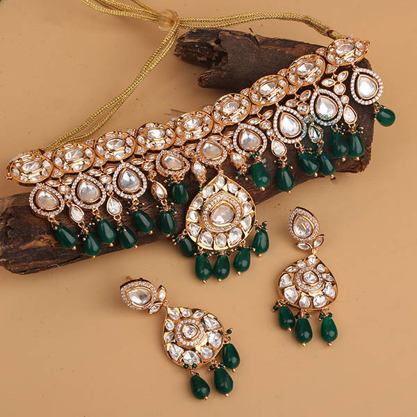Krisha Green Polki Choker Set