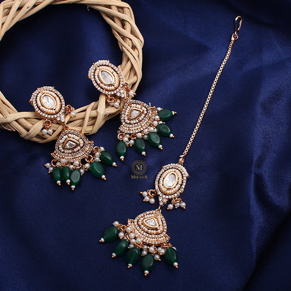 Hiranya Emerald Green Polki Choker Set