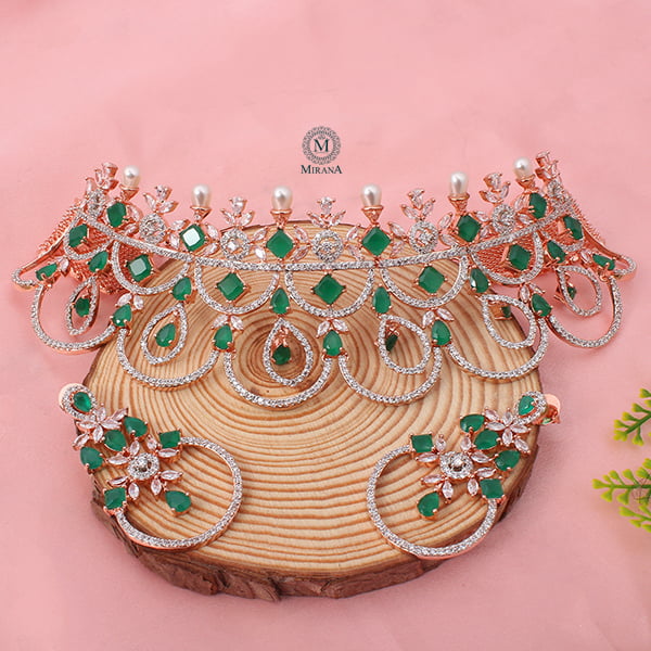 Frills Green With Top Drop Choker Set