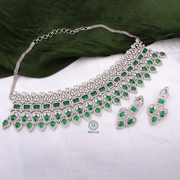 Elisa Emerald Green Coloured Designer Choker Set