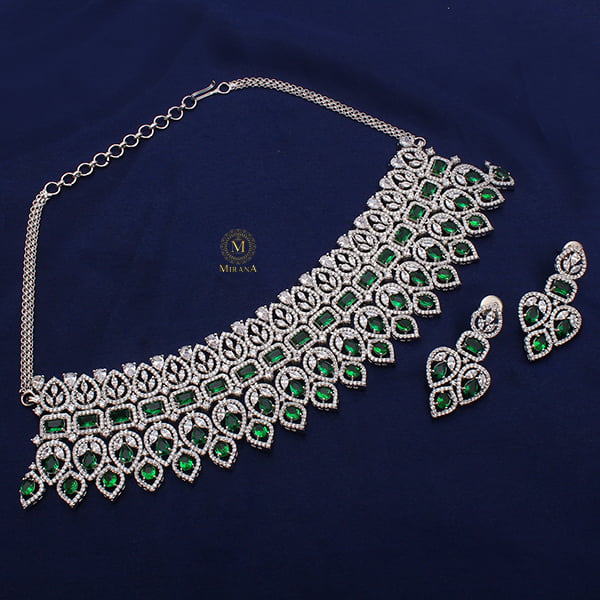 Elisa Emerald Green Coloured Designer Choker Set