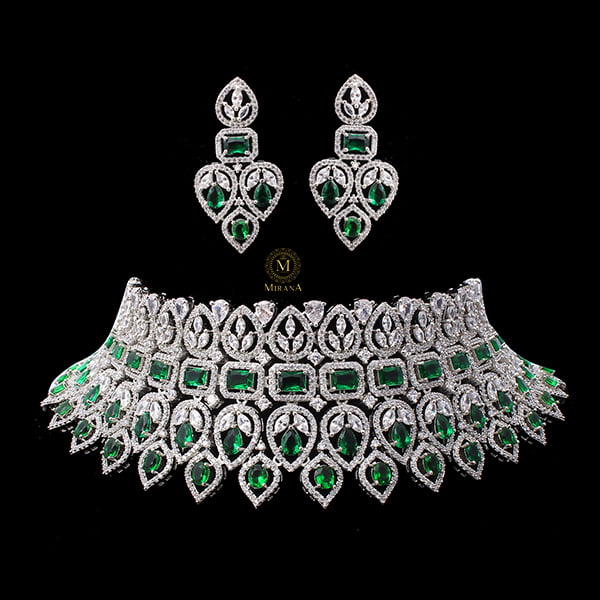 Elisa Emerald Green Coloured Designer Choker Set