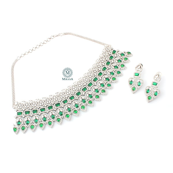 Elisa Emerald Green Coloured Designer Choker Set