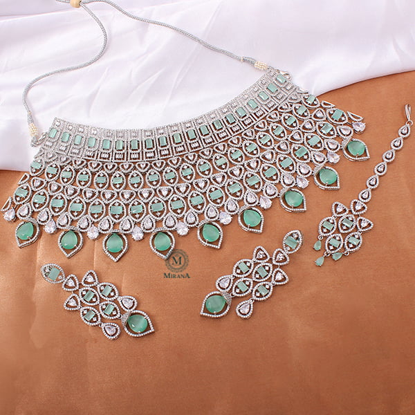 Selena Pastel Green Designer Choker Set