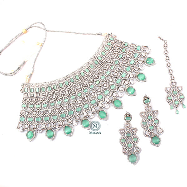 Selena Pastel Green Designer Choker Set