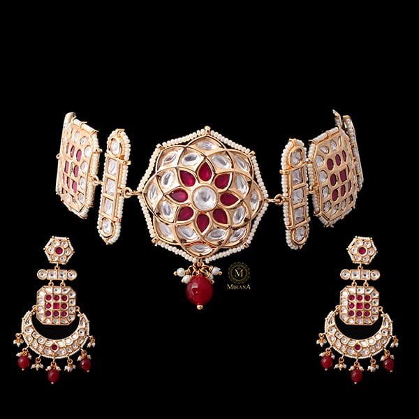 Dhanvi Ruby Polki Designer Choker Set