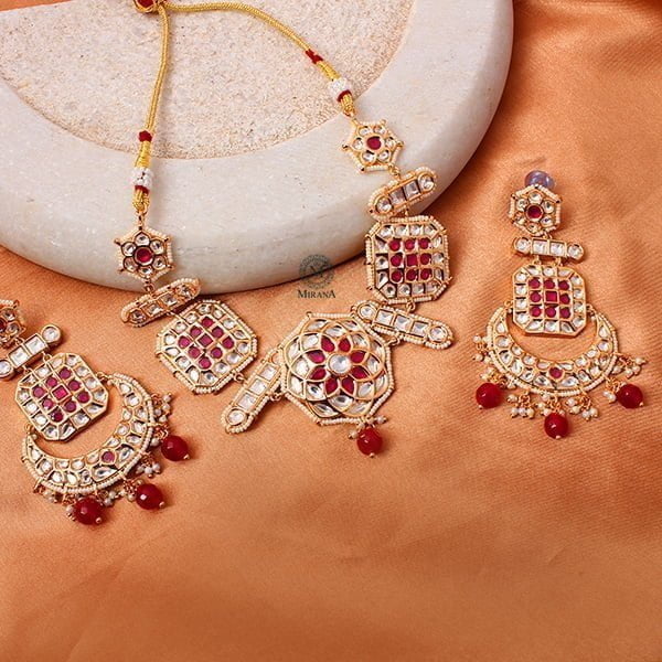 Dhanvi Ruby Polki Designer Choker Set