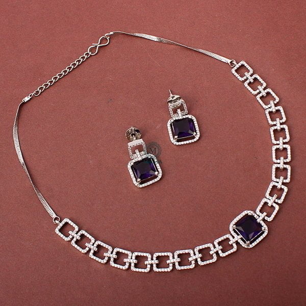 Siri Lavender CZ Designer Choker Set