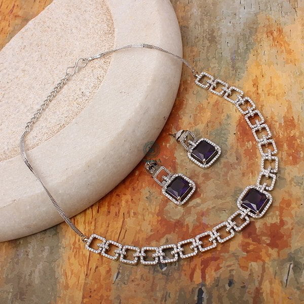 Siri Lavender CZ Designer Choker Set