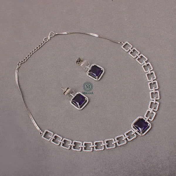 Siri Lavender CZ Designer Choker Set