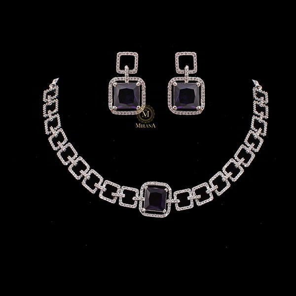 Siri Lavender CZ Designer Choker Set