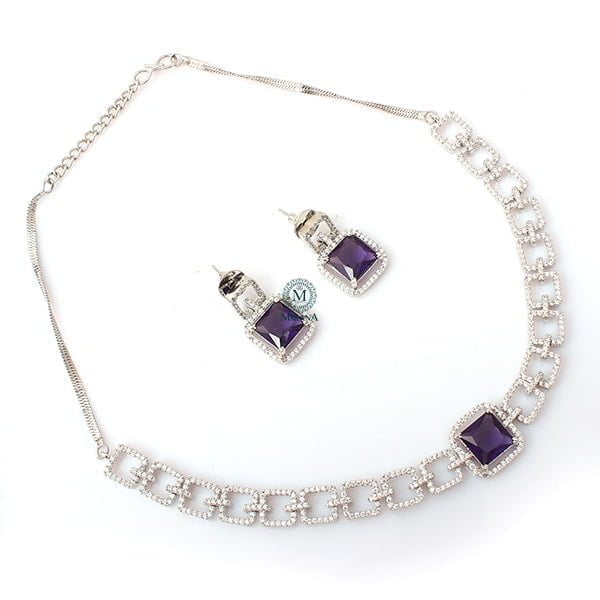 Siri Lavender CZ Designer Choker Set