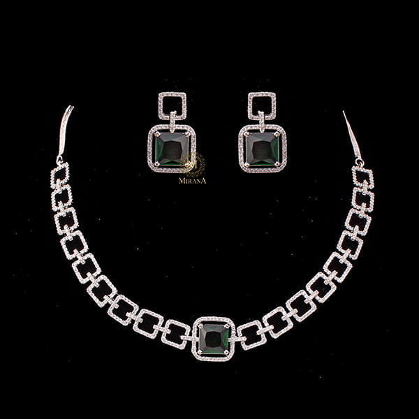 Siri Emerald Green CZ Designer Choker Set