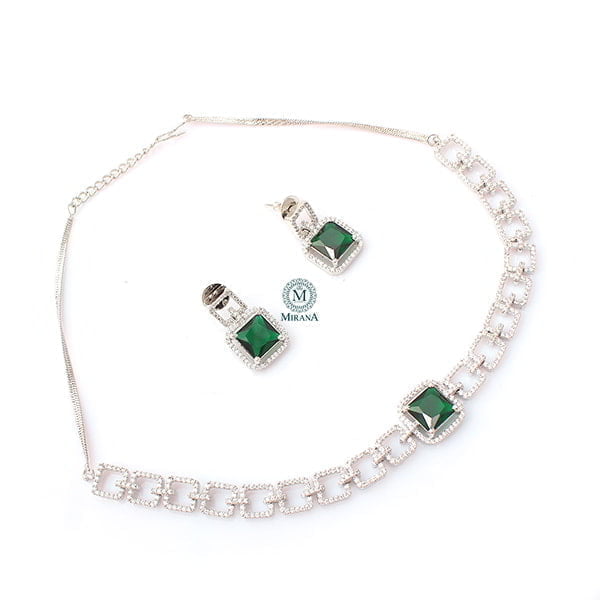 Siri Emerald Green CZ Designer Choker Set