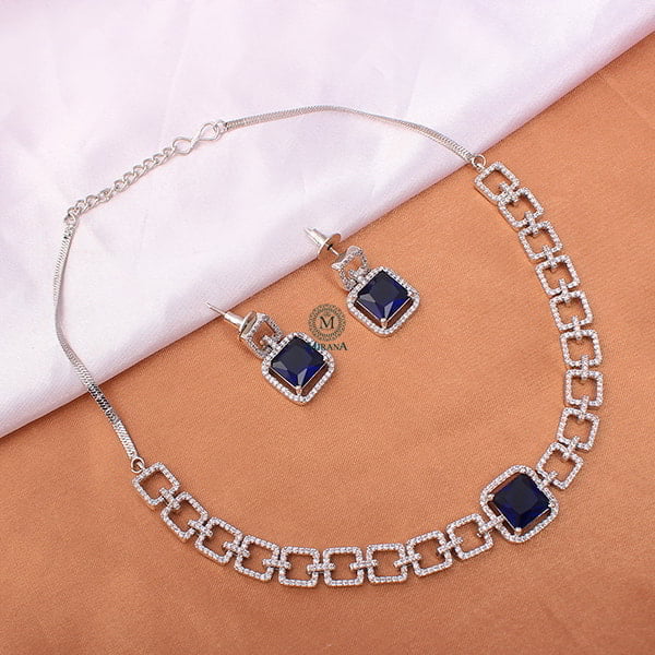 Siri Sapphire Blue CZ Designer Choker Set