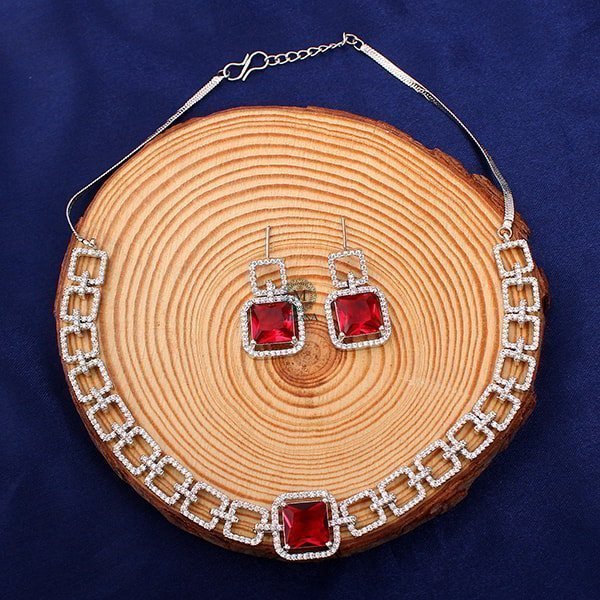 Siri Red CZ Designer Choker Set