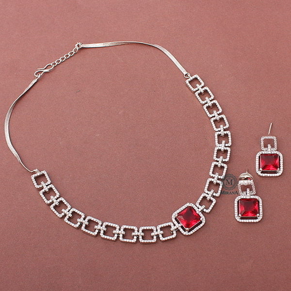 Siri Red CZ Designer Choker Set