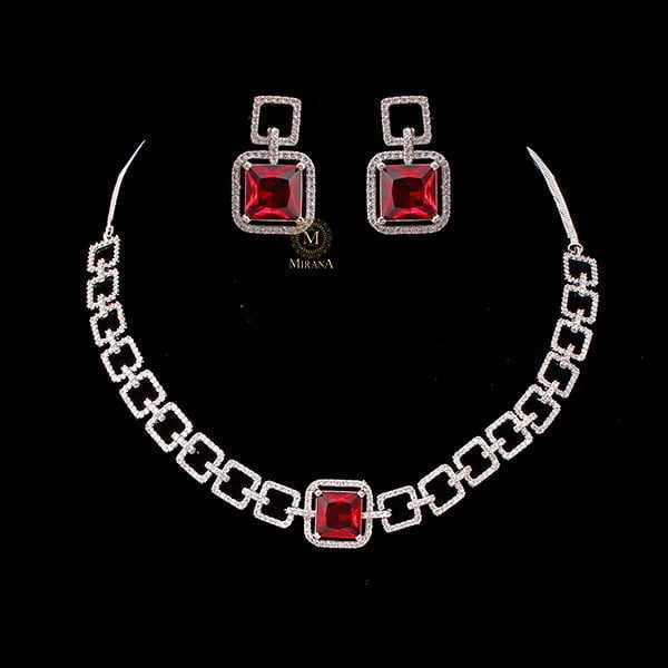 Siri Red CZ Designer Choker Set