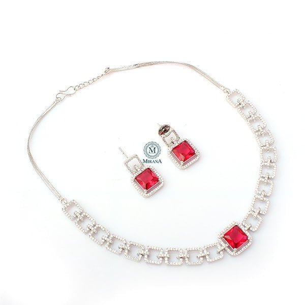 Siri Red CZ Designer Choker Set