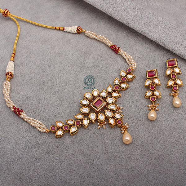 Shivangi Ruby Green Kundan Choker Set