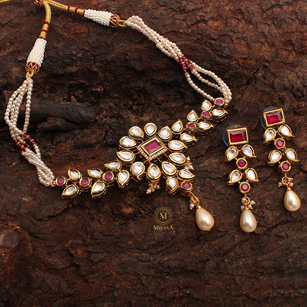 Shivangi Ruby Green Kundan Choker Set