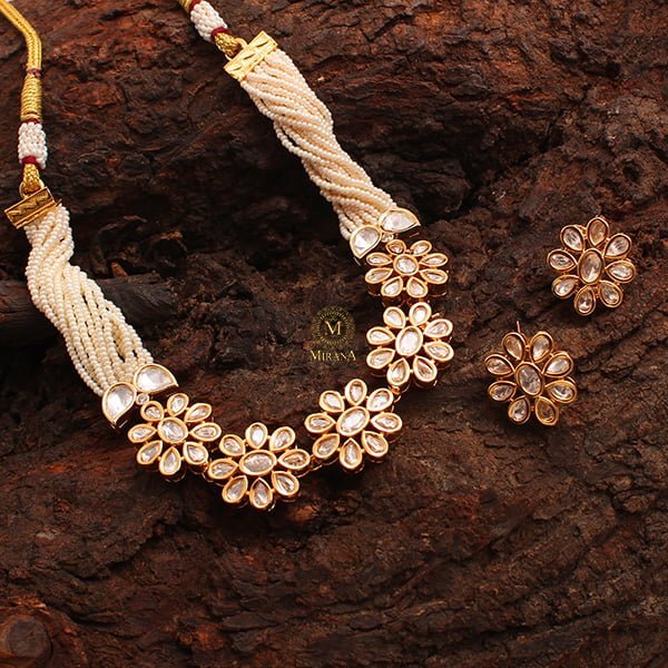 Rini Polki Flower Choker Set