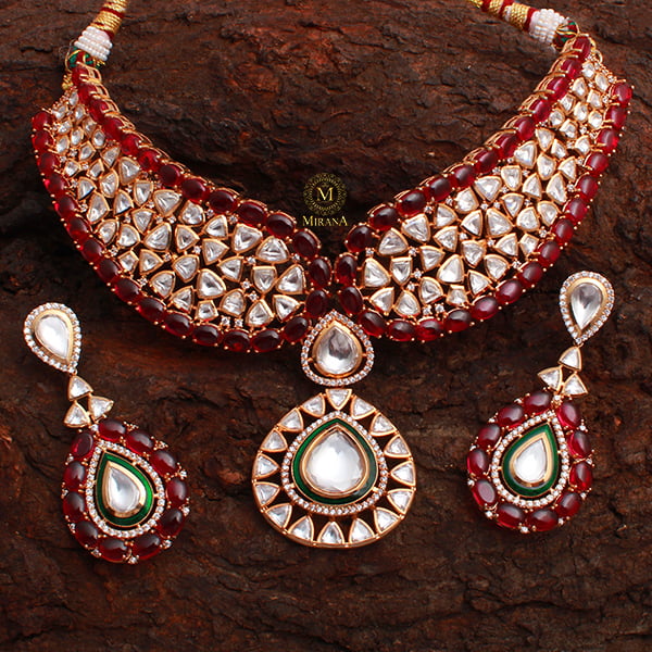 Morya Ruby Polki Choker Set