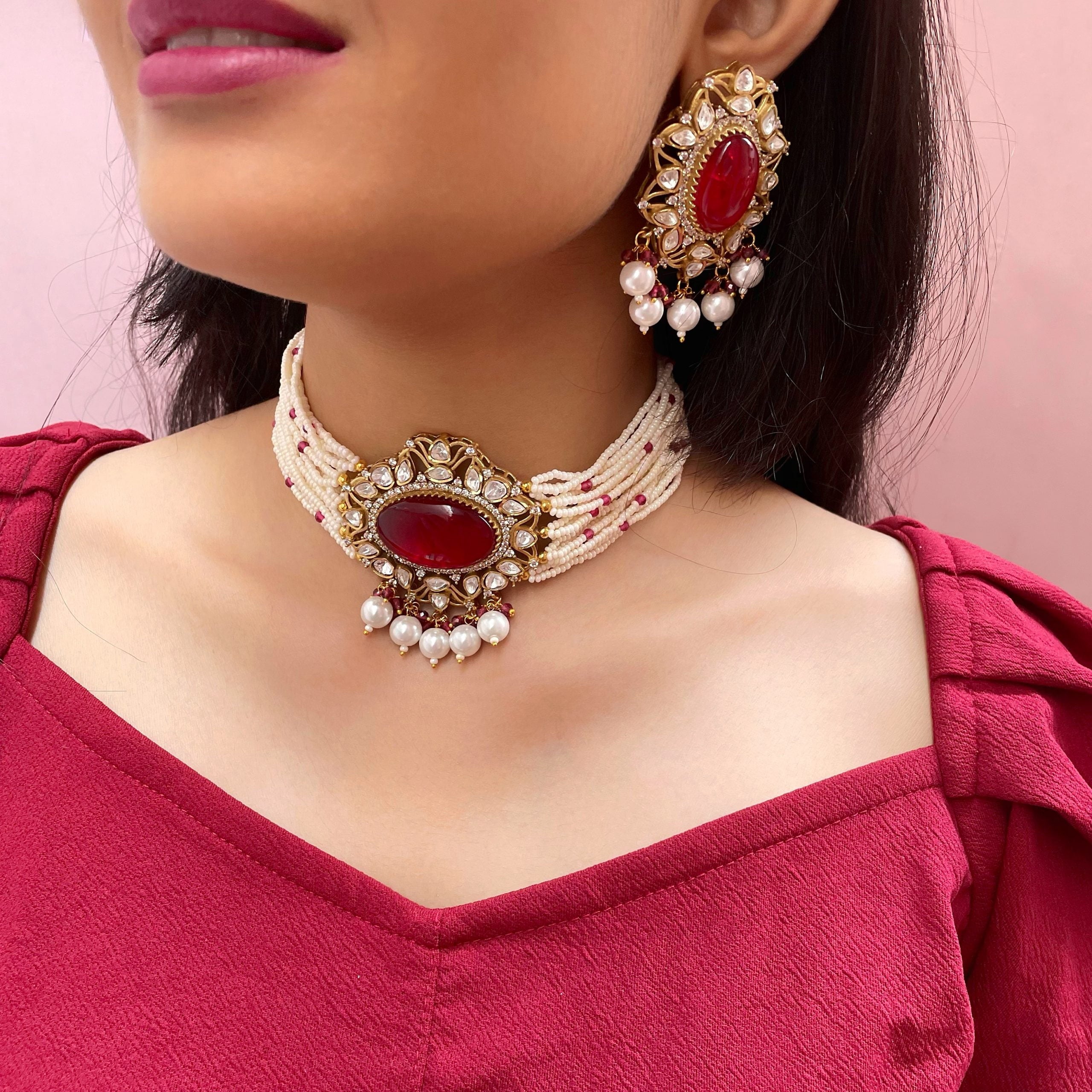 Aaliya Ruby Polki Choker Set