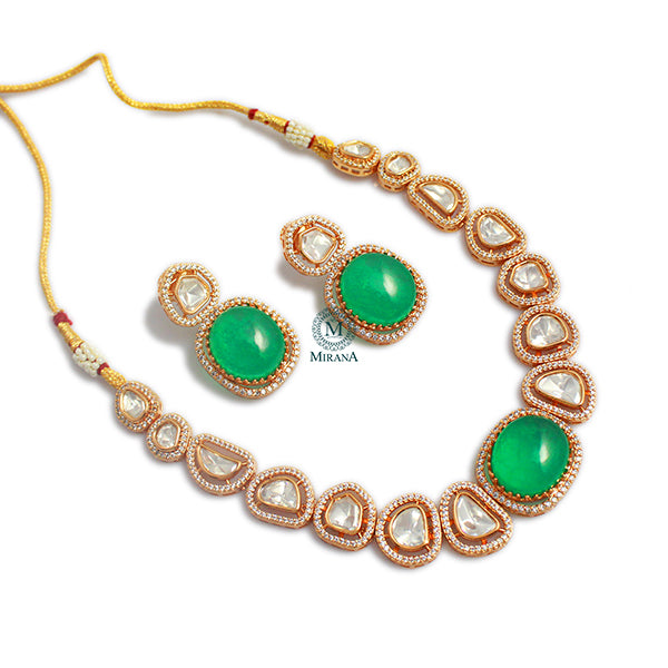 Saina Green Polki Choker Set