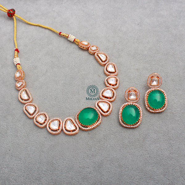 Saina Green Polki Choker Set