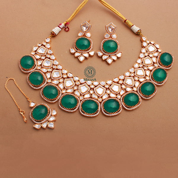 Jasmir Emerald Green Polki Bridal Choker Set