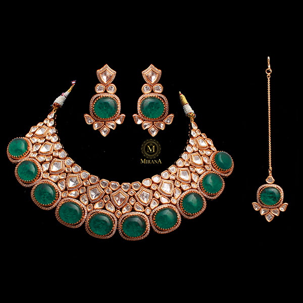 Jasmir Emerald Green Polki Bridal Choker Set