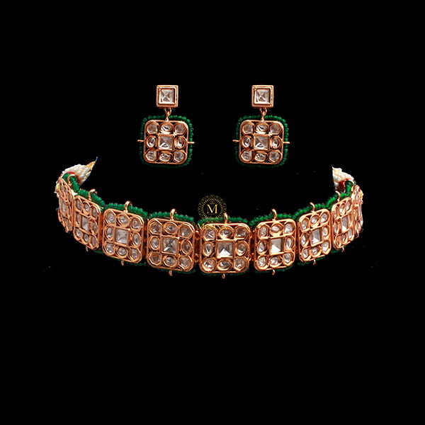 Shivika Emerald Green Polki Choker Set