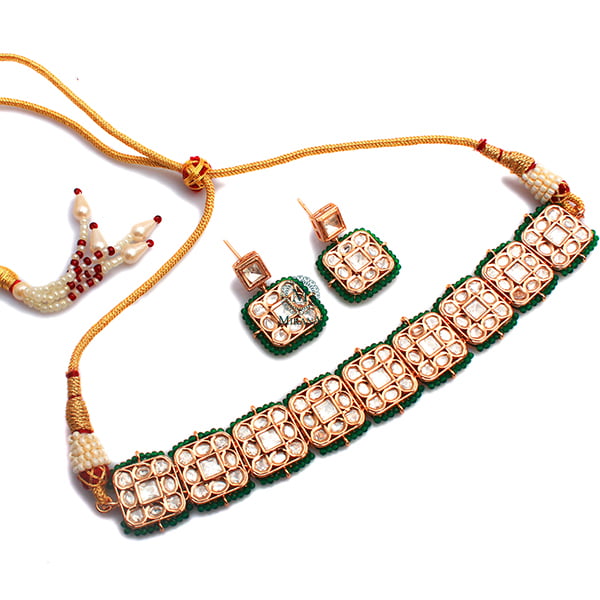 Shivika Emerald Green Polki Choker Set