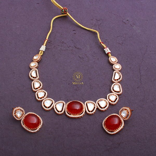 Saina Ruby Polki Designer Choker Set