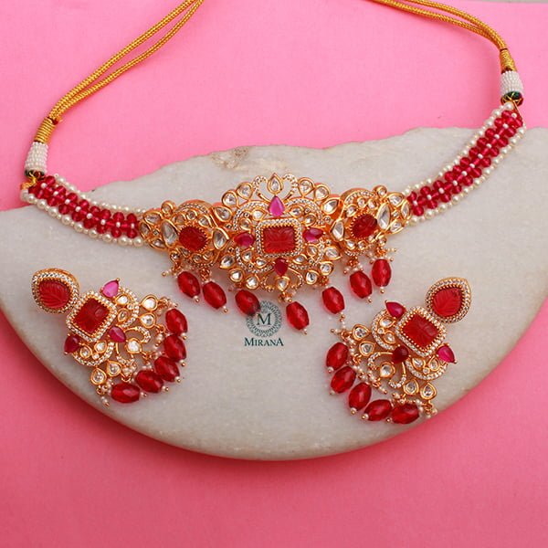 Mahira Ruby Polki Designer Choker Set