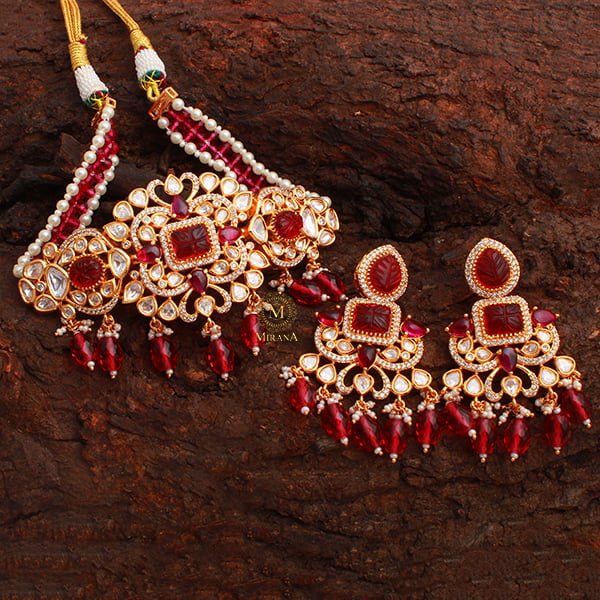 Mahira Ruby Polki Designer Choker Set