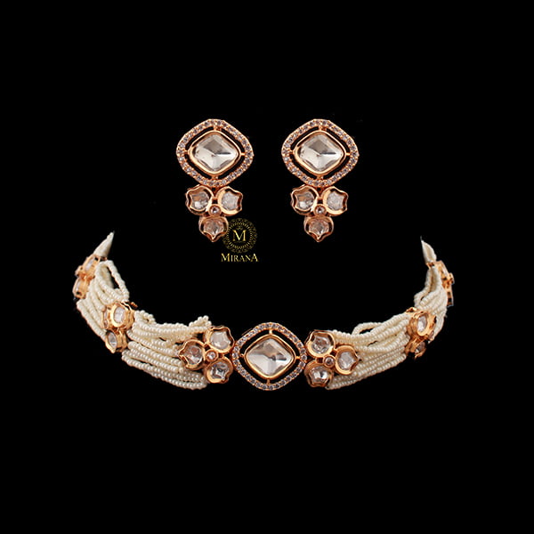 Neeshu Pearl Polki Designer Choker Set