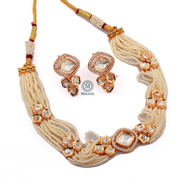 Neeshu Pearl Polki Designer Choker Set