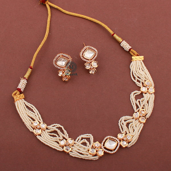 Neeshu Pearl Polki Designer Choker Set